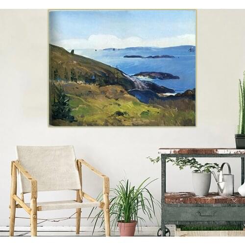 Citon George Bellows《Coast Mountains》Canvas Oil Painting Ash Can School Artwork Poster Picture Wall Decor Modern Home Decoration