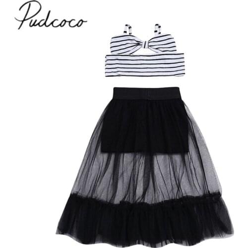 2018 Brand New Toddler Infant Child Striped Kids Baby Girls Off Shoulder Crop Tops Shorts Skirt 2Pcs Sets Outfits Clothes 6M-5T