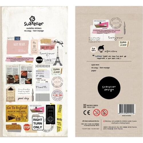 Korea Brand Sautelier Scrapbooking High Quality Paper Sticker Bon Voyage Hobby DIY Diary Craft Home Supplies Decoration
