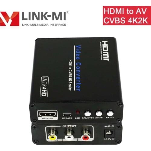 LINK-MI HDMI to AV Converter 4K2K Scaler HDMI to CVBS/RCA 4K@30Hz Convert digital HDMI signal to Composite stereo audio signal