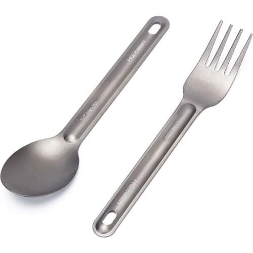 1PCS Picnic Spoon Tool Outdoor Camping Titanium Spork Camping Tableware Titanium Spoon Fork Long Handle Spoon