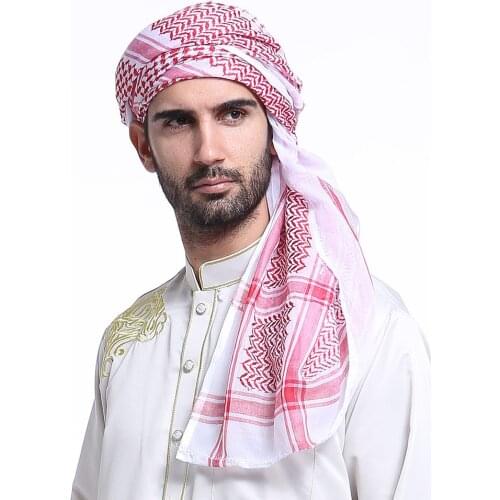 K19 Mens headscarf For Muslim Arab Dubai Saudi Shemagh Islam mosliman Turban Sunscreen Middle Eastern Shawl Muhammad Hat