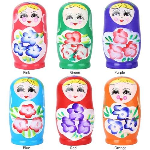 5pcs Wooden Novelty Russian Nesting Matryoshka Doll Set Hand Painted Decor Russian Nesting Dolls Baby Toy Girl Doll wholesale