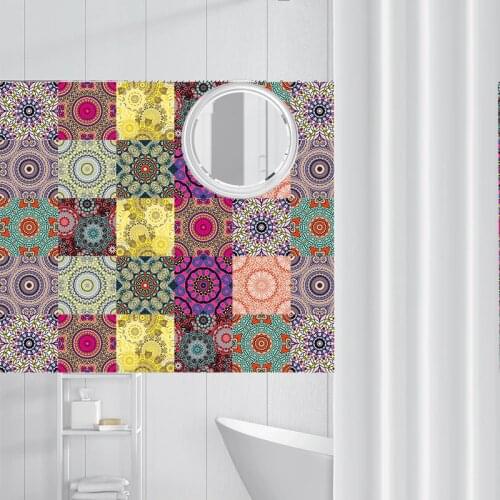 Mandala Style DIY Mosaic Wall Tiles Stickers Waist Line Wall Sticker Kitchen Adhesive Bathroom Toilet Waterproof PVC Wallpapers