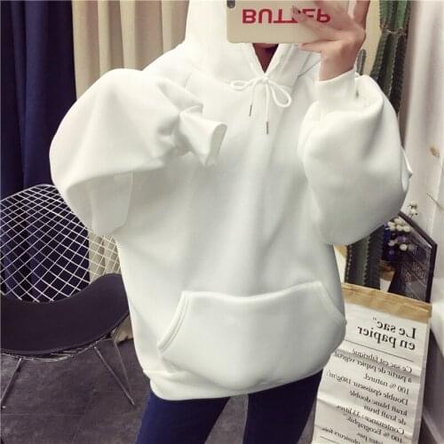 Sweatshirts Women Hoodies Simple All-match Leisure Oversize Pullover Korean Style Warm Kawaii Women Loose Streetwear Sweatshirts
