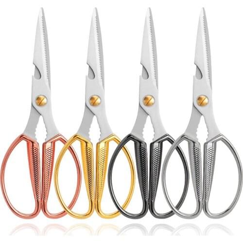 Dropship 3CR13 Stainless Steel Multi-function Kitchen Shear Zinc Alloy Plating Handle Chicken Bone Scissors With Bottle Opener