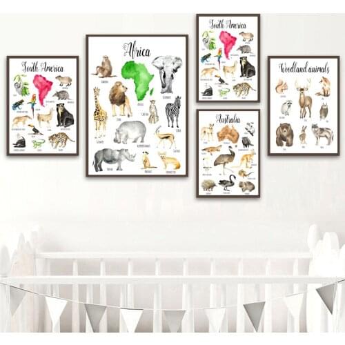 Ocean Safari Africa Animals Dinosaur Nordic Poster Nursery Wall Art Prints Canvas Painting Wall Pictures Baby Kids Room Decor
