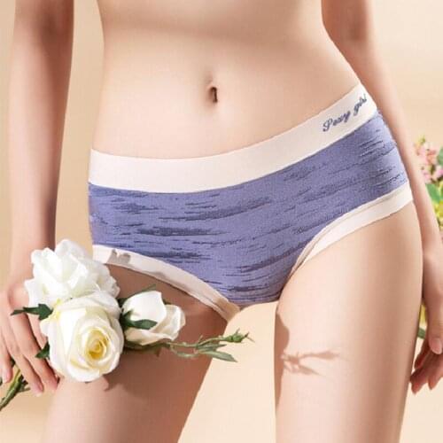 Simple Mid-Waist Letter Printed Striped Womens Underwear Sexy Seamless Panties Breathable Cotton Lingerie Soft Female Briefs