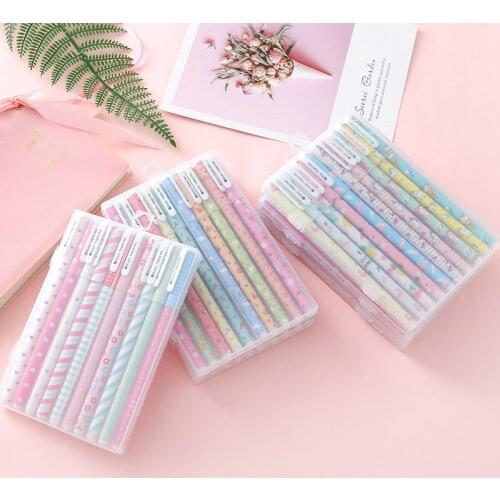 10 Pcs/lot Creative Gel Pen 0.38mm Black Colour Ink Pens Marker Writing Stationery Fashion Style School Office Supplies Gift