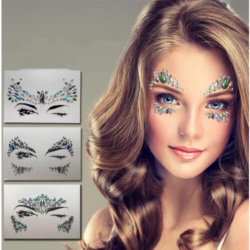Crystal Rhinestones Sticker Festival Face Jewels Body Stickers Make Up Gems Glitter Applique Stones Party Decoration Accessories