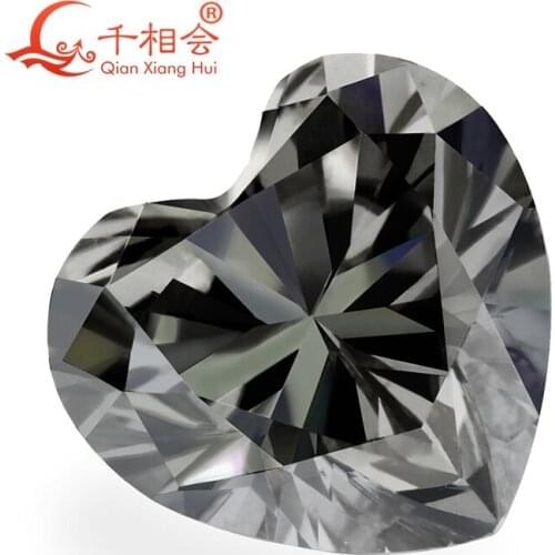 Gray color heart shape moissanites loose gem stone Sic material by qianxianghui (video is light yellow)