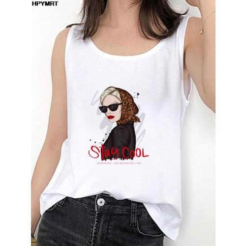 Summer Stay Cool Printed Tank Tops Women Beauty Graphics Harajuku Korean Fashion Plus Size Sleeveless Tee Vest Female Clothing