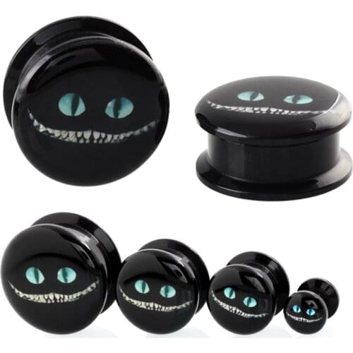 1Pair Acrylic Alice in Wonderland Cheshire Cat Cartoon Design Ear Plugs And Tunnels Ear Gauges Earrings Body Piercing Jewelry