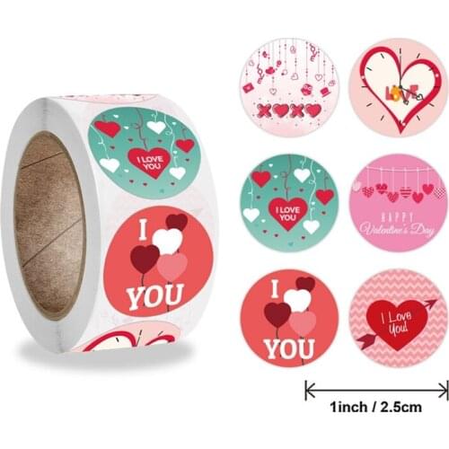 1Roll Pink Heart Love Stickers Valentines Wedding Stickers Labels Couple Confession Sticker Decals Business Gift Packing Decor