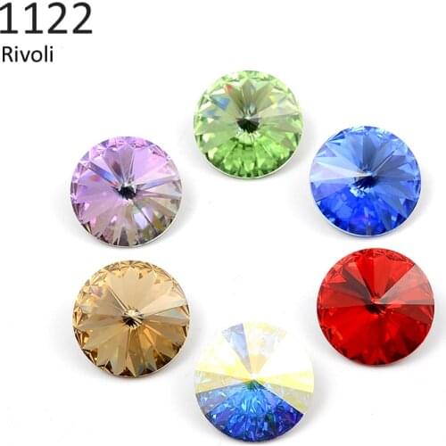 1 piece) Original crystal from Swarovski 1122 Rivoli round stone (no hole) foiled Austria rhinestone for DIY jewelry making