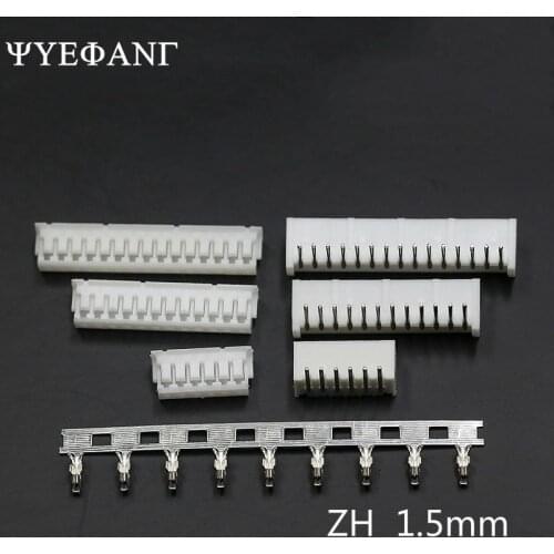 10Sets ZH 1.5mm Pitch 2p/3p/4p/5p/6p/7p/8p/9p/10p Vertical SMD Male female Wire Connector Terminal /Housing/ Pin Header Kit