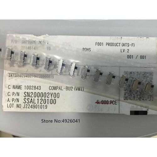 10PCS Slide switch SSAL120100 Left side rebound 3 feet 2 files with self-resetting patch feet pull