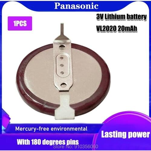 100% Original Panasonic VL2020 3V 20mAh coin type rechargeable 180 degrees fillet Li-ion button cell battery For Car Key