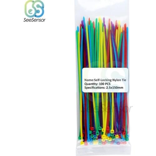 100pcs/bag Self-Locking Nylon Cable Wire Plastic Zip Ties Mix Cable Ties Fasten Loop Cable 2.5*100mm 2.5*150mm 2.5*200mm