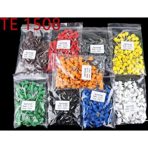 1000PCS/Pack TE1508 Two Pre-insulated Pipe-shaped End Cold pressed terminals/Cable Connector/Wire Connector