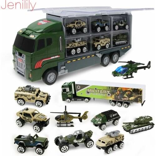 11pcs/set Alloy Car Toys Car Model Helicopter Truck Tank Mini Diecast Model Educational Toy Gift for Children Boys