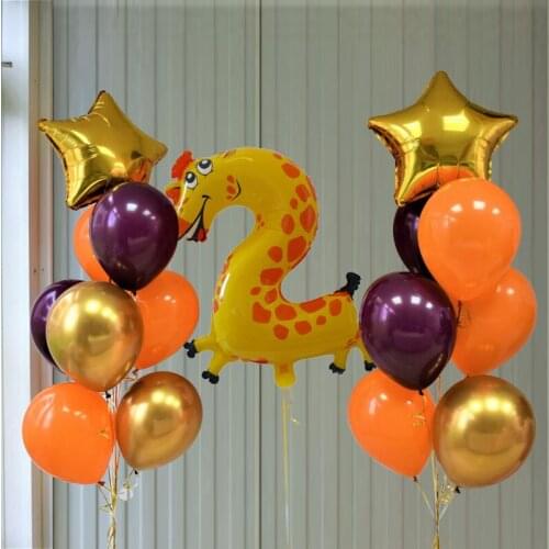 16pcs Jungle Animal Balloons Set Chrome Metallic Latex Balloon 16inch Cartoon Animal Globos Kid Birthday Party Decoration Supply