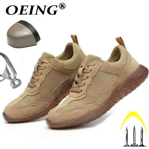 2020 Men Steel Nose Safety Work Shoes Breathable Casual Sneaker Prevent piercing Protective boots Construction shoes Plus Size