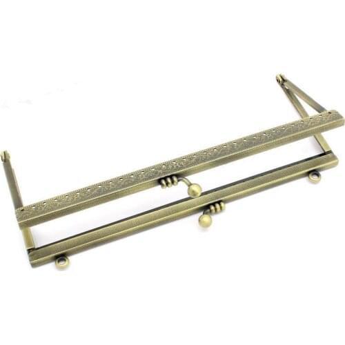 25Pcs Vintage Bronze Tone Metal Coins Purse Bag Frame Kiss Clasp Lock Rectangle Handle Clutch Handbag 19x9cm