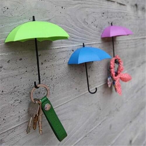 3Pcs/lot Creative Colorful Mixed Umbrella Wall Hook Key Hair Pin Earphone Hangings Hooks Rails Holder Organizer DIY Decorative