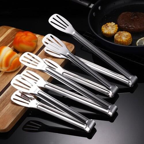 304 Stainless Steel Food Tongs Household Barbecue Steak Baking Three-line Bread Tongs Kitchen Tools Accessories