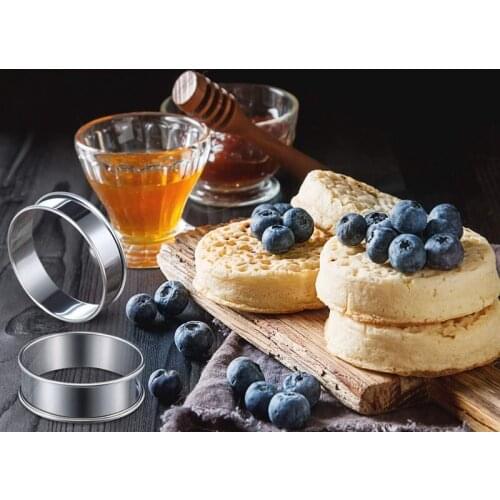 6 Pieces Muffin Tart Rings Double Rolled Tart Ring Stainless Steel Muffin Rings Metal Round Ring Mold for Food Making