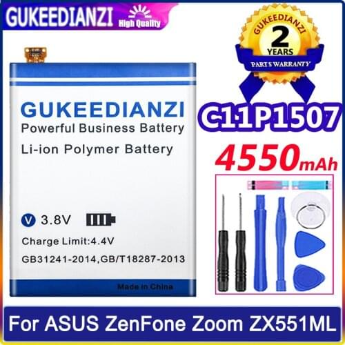 4550mAh GUKEEDIANZI Battery High Capacity C11P1507 Battery For ASUS ZenFone Zoom ZX551 ZX550 ZX551ML Z00XSB+Gift Tools