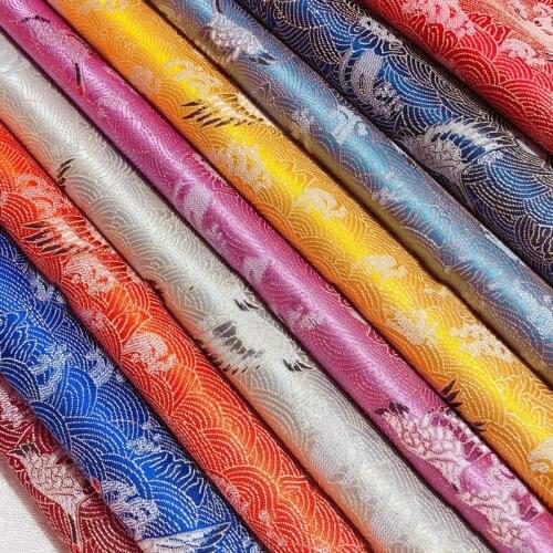 Chinese Style Satin Fabric Crane Brocade Sewing Fabric DIY Dress Cloth TJ1303