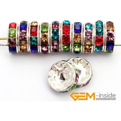 Jewelry Making: 100 PCS To Sale 10 mm Crystal Spacer Rondelle Rhinestone Loose Beads For Jewelry Making Wholesale