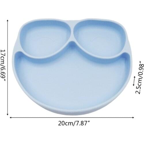 D7WF Baby Suction Cup Bowl Silicone Divided Dinner Plate Infant Learning Feeding Dish