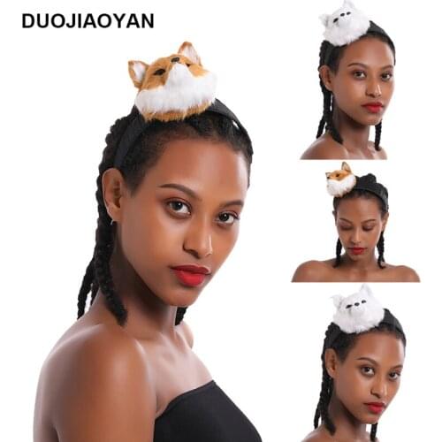 DUOJIAOYAN Soft Party Plush Hair Accessories Animal Hair Band Women Fashion Artificial Fox Headwear Cospaly Animal Headband