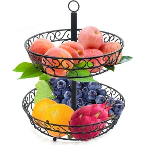 Double-layer Iron Fruit Basket Folaable Snack Storage Kids Christmas Candy Display Rack