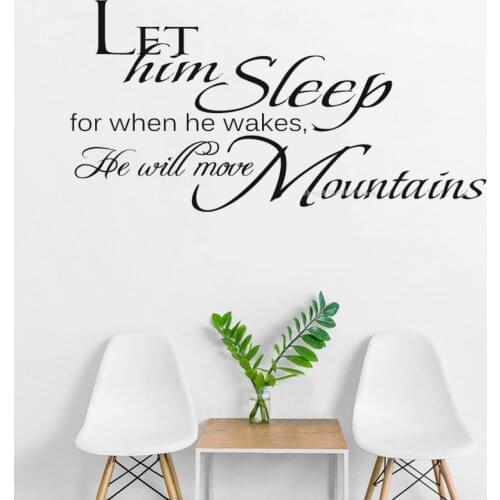 God bless Religious Quote Wall Sticker Let Him Sleep for when he wakes he will move mountains for bedroom Decor Sticker DG151