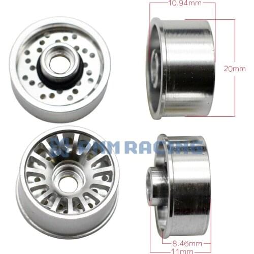 CNC Aluminum Alloy Radial Spoke Silver Black Wheel Set for Kyosho 1/28 MINI-Z Car
