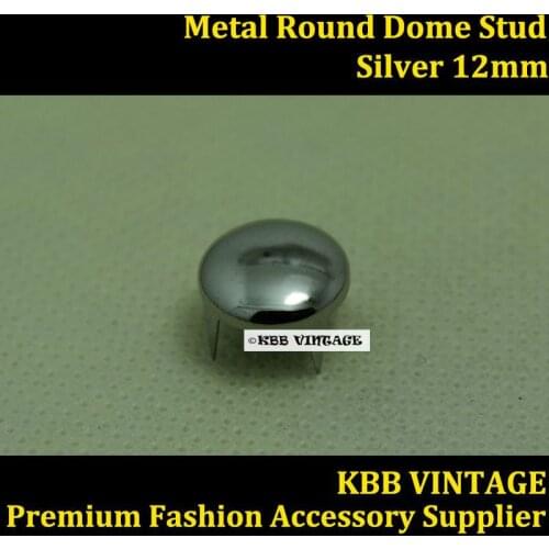 Punk DIY Metal Round Dome Stud 12mm in Silver with 4 Prongs Claws for Leather Craft/Bag/Shoe/Clothing/Cap/Jacket