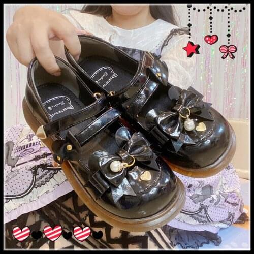 Round Toe Sweet Girls Student Kawaii Tea Party Bow Japanese Cute Feminine Anime Lolita Wear Women Harujuku Jk Uniform Shoes