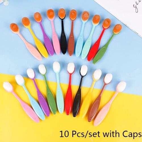 10Pcs/Set Smooth Blending Makeup Brushes Set Drawing Painting Brushes Flat Kit For Diy Scrapbooking Making Ink Application Tools