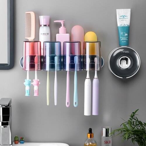 Wall Mount Automatic Toothpaste Dispenser Bathroom Accessories Set Toothpaste Squeezer Dispenser Bathroom Toothbrush Holder Tool
