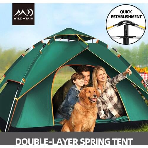 WILDMTAIN ZP Camping Tent, Quick Automatic Set up, 2-4 Person Double Layer Waterproof and Windproof Tent, Anti-UV Travel Tent