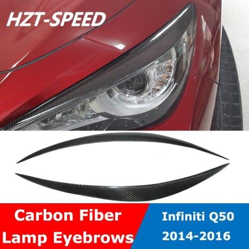 Q50 Carbon Fiber Front Head Lights Lamp Eyelid Eyebrows Decoration For Infini Q50 2014-2016