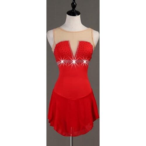 Figure Skating Dress Women/Girls Sequin Diamond Elegant Sleeveless Practice Clothes Ice Skating Dress Performance Dress DQL3258