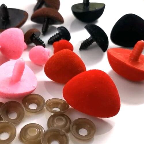5PCS Pink Red Black Brown Button Flocking Triangular Safety Toy Triangle Velvet Nose Buttons Animal for Bear Puppet Dolls Toys