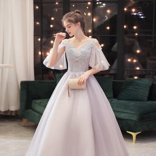 Luxury grey embroidery princess fairy butterfly sleeve ball gown opera medieval Renaissance Victoria dress ball gown