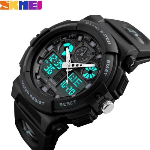 SKMEI Sports Watch Men Digital Double Time Chronograph Watches 50M Watwrproof Week Display Wristwatches Relogio Masculino 1270