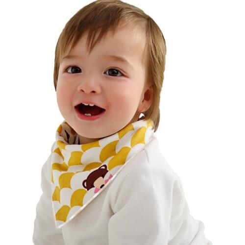 Baby Eating Baby Saliva Towel Children Concealed Buckle Double Printed Cotton Triangle Scarf Bib Bib Custom Wholesale